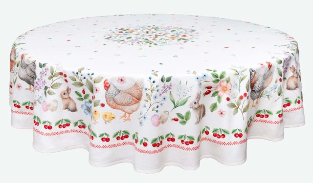 Round Tablecloth coated or cotton (Printemps. white) Round Tablecloth coated or cotton (Printemps. white)